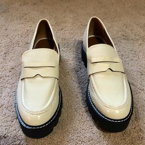 Franco Sarto Cream Patent Loafers NWOT